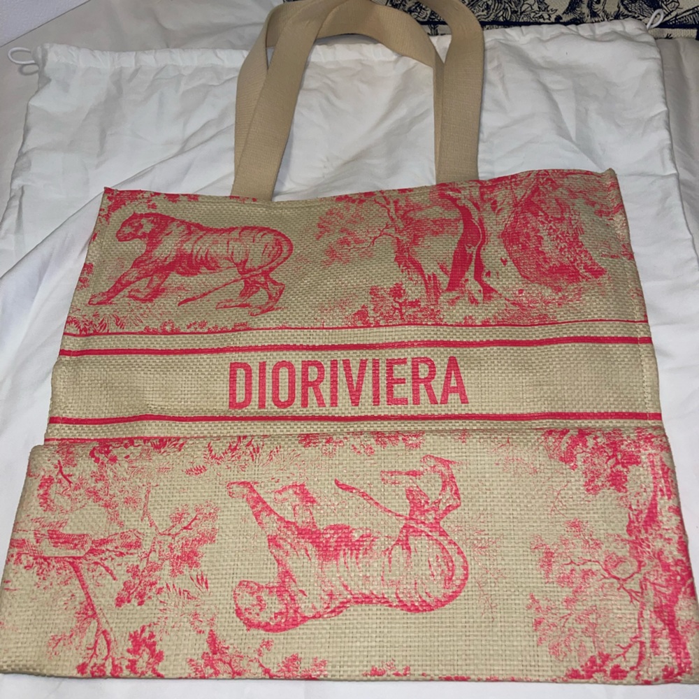 Christian Dior Straw Tote Pink - Picture 4 of 7